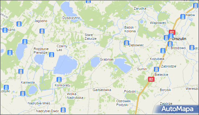 mapa Grabniak gmina Urszulin, Grabniak gmina Urszulin na mapie Targeo