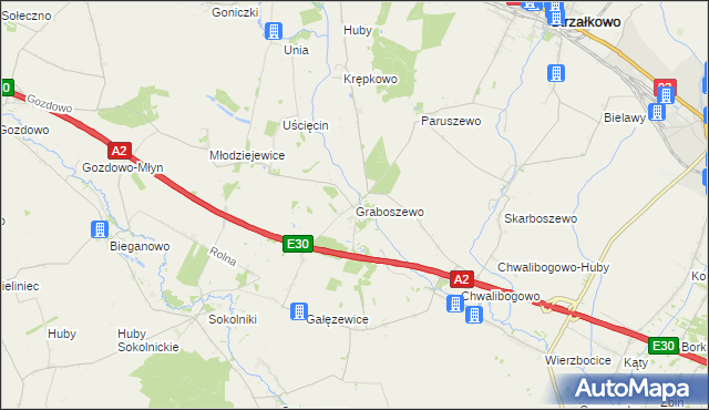 mapa Graboszewo gmina Strzałkowo, Graboszewo gmina Strzałkowo na mapie Targeo