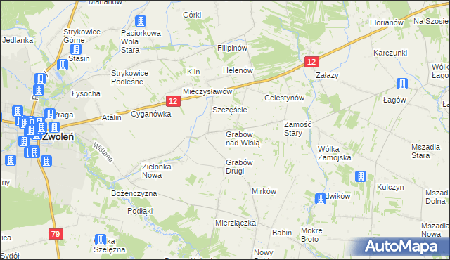 mapa Grabów nad Wisłą, Grabów nad Wisłą na mapie Targeo