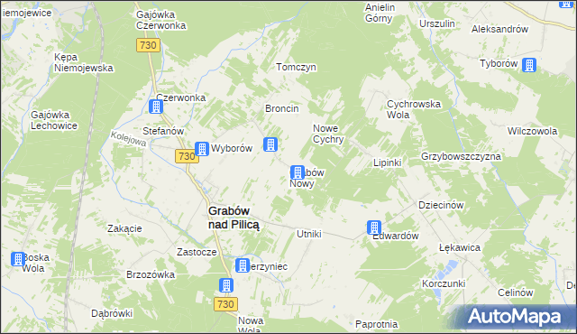 mapa Grabów Nowy, Grabów Nowy na mapie Targeo