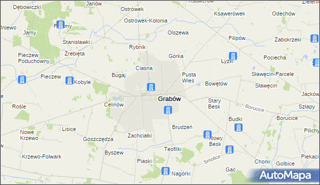 mapa Grabów powiat łęczycki, Grabów powiat łęczycki na mapie Targeo