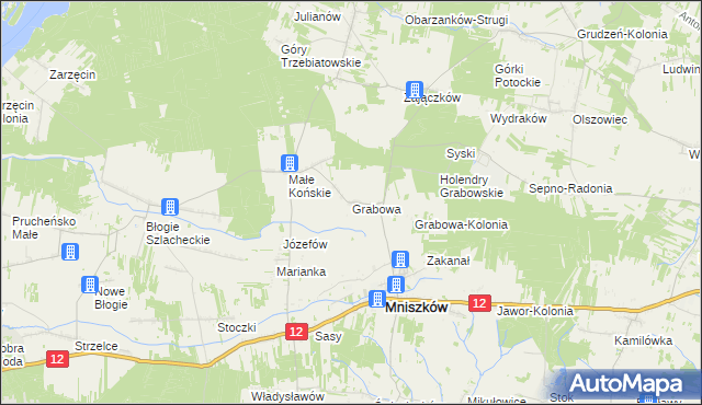 mapa Grabowa gmina Mniszków, Grabowa gmina Mniszków na mapie Targeo