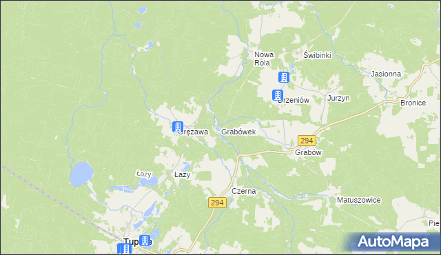 mapa Grabówek gmina Tuplice, Grabówek gmina Tuplice na mapie Targeo