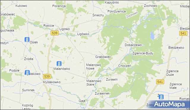 mapa Grabówiec gmina Mochowo, Grabówiec gmina Mochowo na mapie Targeo