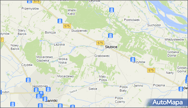 mapa Grabowiec gmina Słubice, Grabowiec gmina Słubice na mapie Targeo
