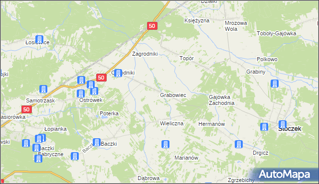 mapa Grabowiec gmina Stoczek, Grabowiec gmina Stoczek na mapie Targeo