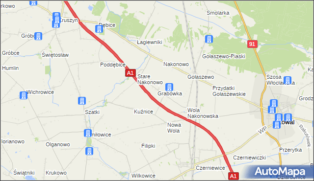 mapa Grabówka gmina Choceń, Grabówka gmina Choceń na mapie Targeo