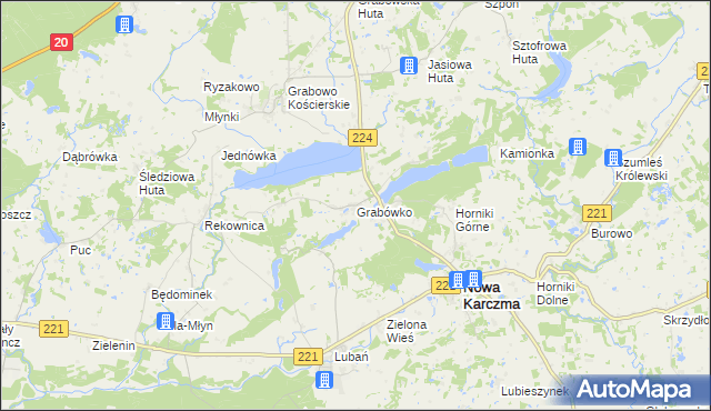 mapa Grabówko gmina Nowa Karczma, Grabówko gmina Nowa Karczma na mapie Targeo