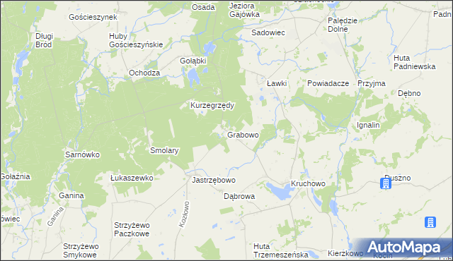 mapa Grabowo gmina Trzemeszno, Grabowo gmina Trzemeszno na mapie Targeo