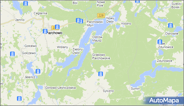 mapa Grabowo Parchowskie, Grabowo Parchowskie na mapie Targeo