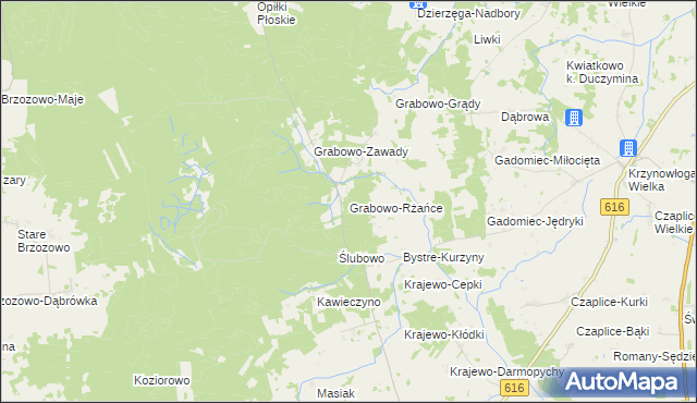 mapa Grabowo-Rżańce, Grabowo-Rżańce na mapie Targeo