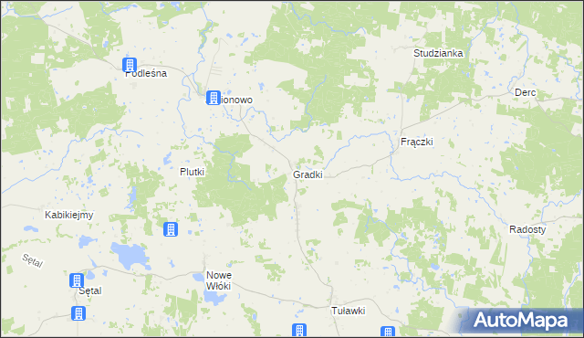 mapa Gradki, Gradki na mapie Targeo