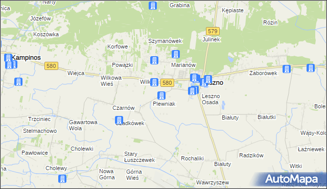 mapa Grądki gmina Leszno, Grądki gmina Leszno na mapie Targeo