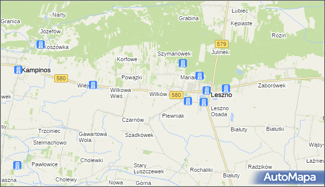 mapa Grądy gmina Leszno, Grądy gmina Leszno na mapie Targeo