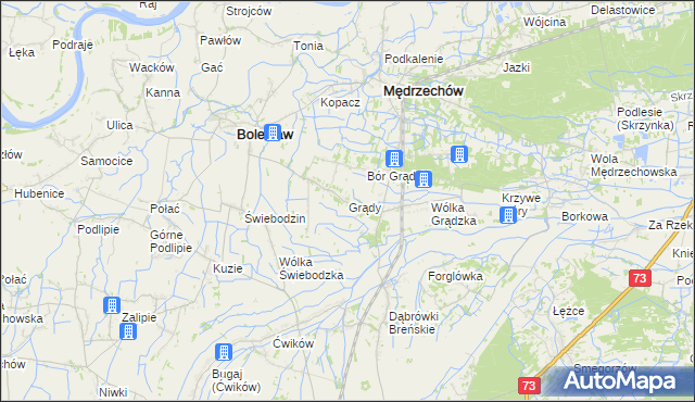 mapa Grądy gmina Mędrzechów, Grądy gmina Mędrzechów na mapie Targeo