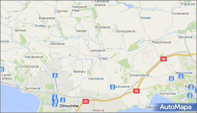 mapa Grądy gmina Otmuchów, Grądy gmina Otmuchów na mapie Targeo