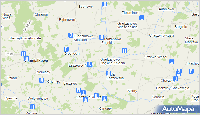 mapa Gradzanowo Zbęskie-Kolonia, Gradzanowo Zbęskie-Kolonia na mapie Targeo