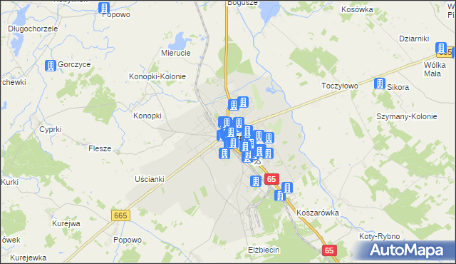 mapa Grajewo, Grajewo na mapie Targeo