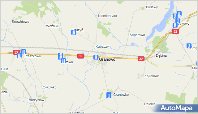 mapa Granowo powiat grodziski, Granowo powiat grodziski na mapie Targeo