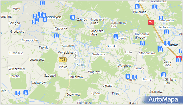 mapa Grębosze, Grębosze na mapie Targeo