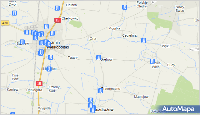 mapa Grębów gmina Rozdrażew, Grębów gmina Rozdrażew na mapie Targeo