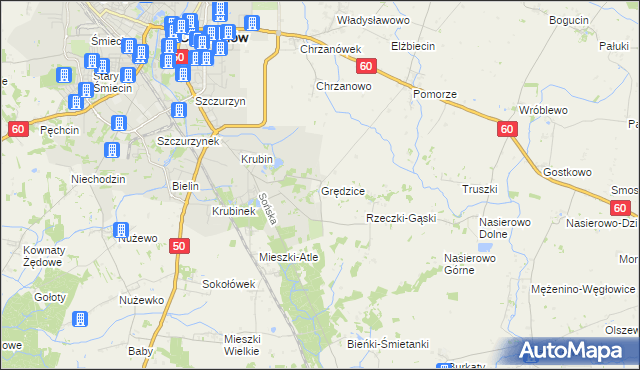 mapa Grędzice gmina Ciechanów, Grędzice gmina Ciechanów na mapie Targeo