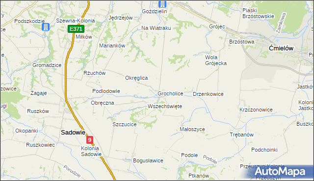 mapa Grocholice gmina Sadowie, Grocholice gmina Sadowie na mapie Targeo