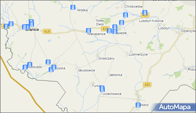 mapa Gródczany, Gródczany na mapie Targeo