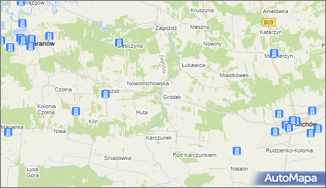 mapa Gródek gmina Baranów, Gródek gmina Baranów na mapie Targeo