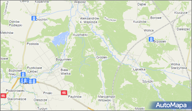 mapa Gródek gmina Lelów, Gródek gmina Lelów na mapie Targeo