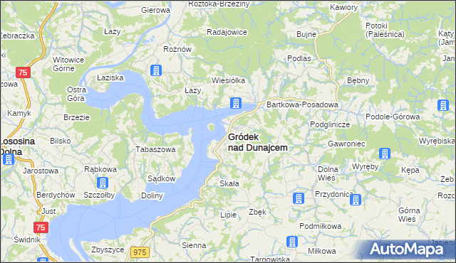 mapa Gródek nad Dunajcem, Gródek nad Dunajcem na mapie Targeo