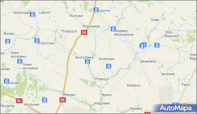 mapa Grodkowo gmina Wyszogród, Grodkowo gmina Wyszogród na mapie Targeo