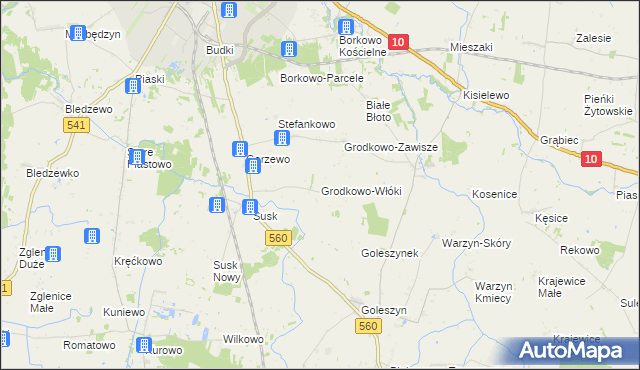 mapa Grodkowo-Włóki, Grodkowo-Włóki na mapie Targeo