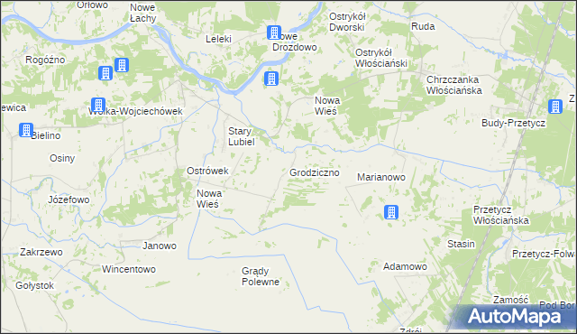 mapa Grodziczno gmina Rząśnik, Grodziczno gmina Rząśnik na mapie Targeo