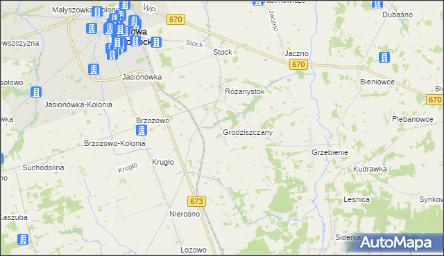 mapa Grodziszczany, Grodziszczany na mapie Targeo