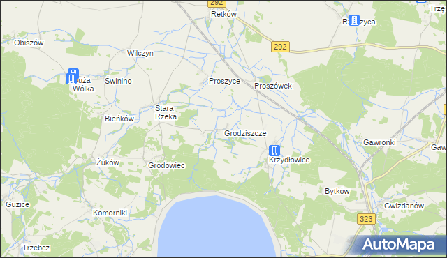 mapa Grodziszcze gmina Grębocice, Grodziszcze gmina Grębocice na mapie Targeo