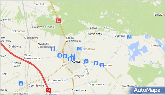 mapa Grodztwo gmina Kowal, Grodztwo gmina Kowal na mapie Targeo