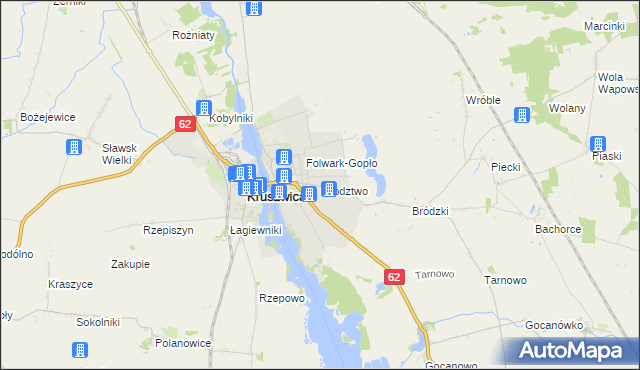 mapa Grodztwo gmina Kruszwica, Grodztwo gmina Kruszwica na mapie Targeo