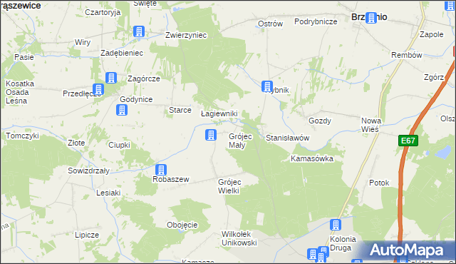 mapa Grójec Mały gmina Złoczew, Grójec Mały gmina Złoczew na mapie Targeo