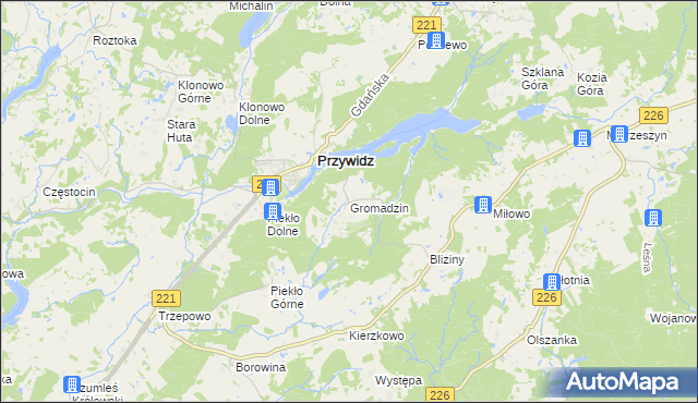 mapa Gromadzin gmina Przywidz, Gromadzin gmina Przywidz na mapie Targeo