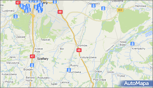 mapa Gronków, Gronków na mapie Targeo