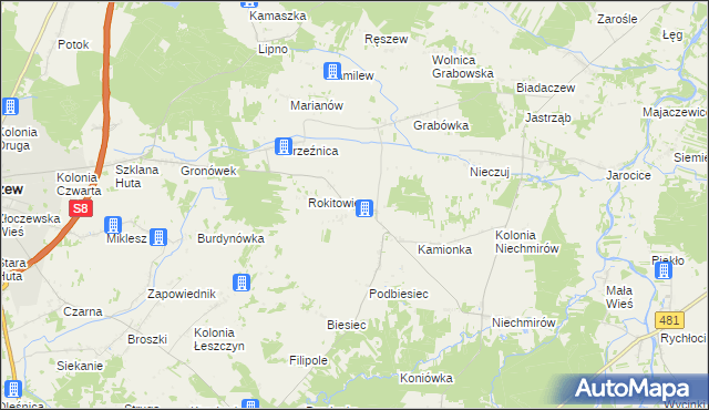 mapa Gronów gmina Burzenin, Gronów gmina Burzenin na mapie Targeo