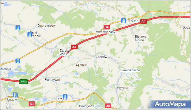 mapa Gronów gmina Zgorzelec, Gronów gmina Zgorzelec na mapie Targeo