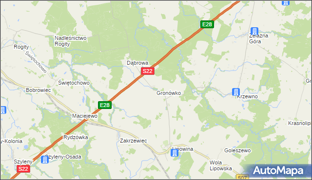 mapa Gronówko gmina Braniewo, Gronówko gmina Braniewo na mapie Targeo