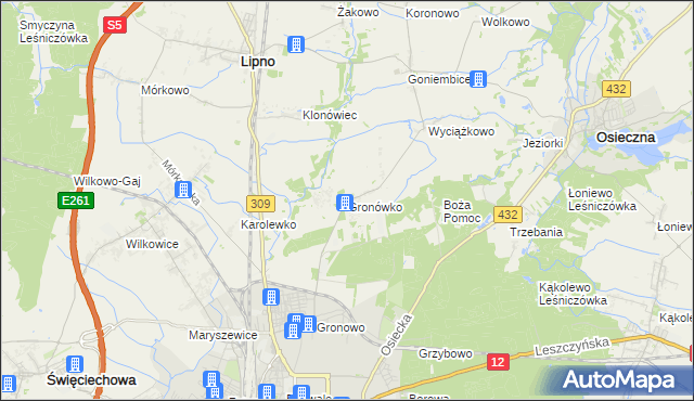 mapa Gronówko gmina Lipno, Gronówko gmina Lipno na mapie Targeo