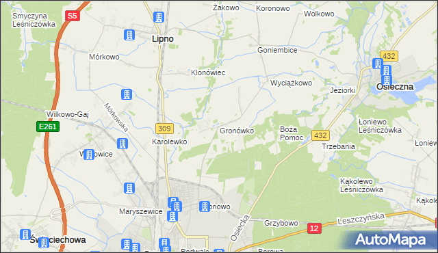 mapa Gronówko gmina Lipno, Gronówko gmina Lipno na mapie Targeo