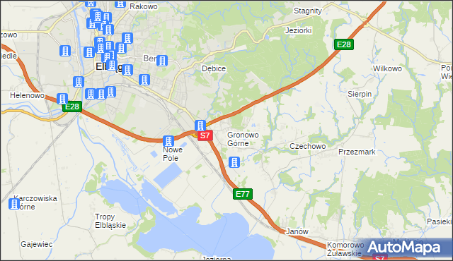 mapa Gronowo Górne, Gronowo Górne na mapie Targeo