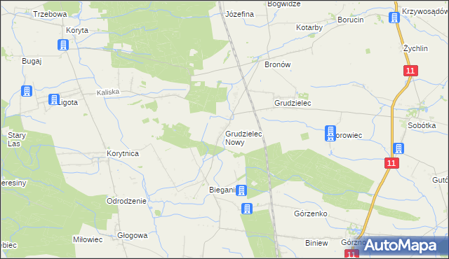 mapa Grudzielec Nowy, Grudzielec Nowy na mapie Targeo