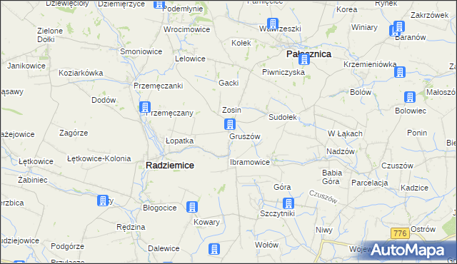 mapa Gruszów gmina Pałecznica, Gruszów gmina Pałecznica na mapie Targeo