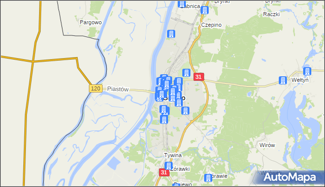 mapa Gryfino, Gryfino na mapie Targeo